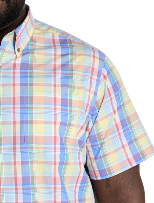 Harbor Bay By Dxl Big & Tall Easy-care Large Plaid Sport Shirt In Yellow Multi