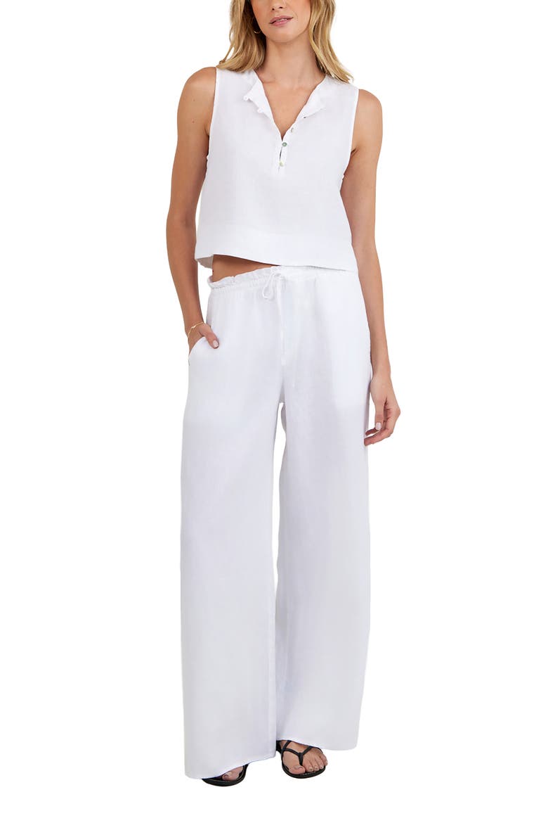 Sleeveless Linen Top, Alternate, color, WHITE