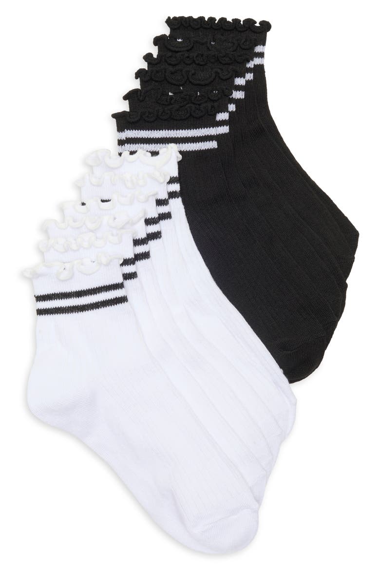 6-Pack Athletic Quarter Socks, Main, color, BLACK/ WHITE