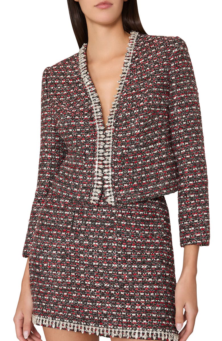 Milly Amaya Rhinestone Embellished Tweed Blazer, Main, color, 