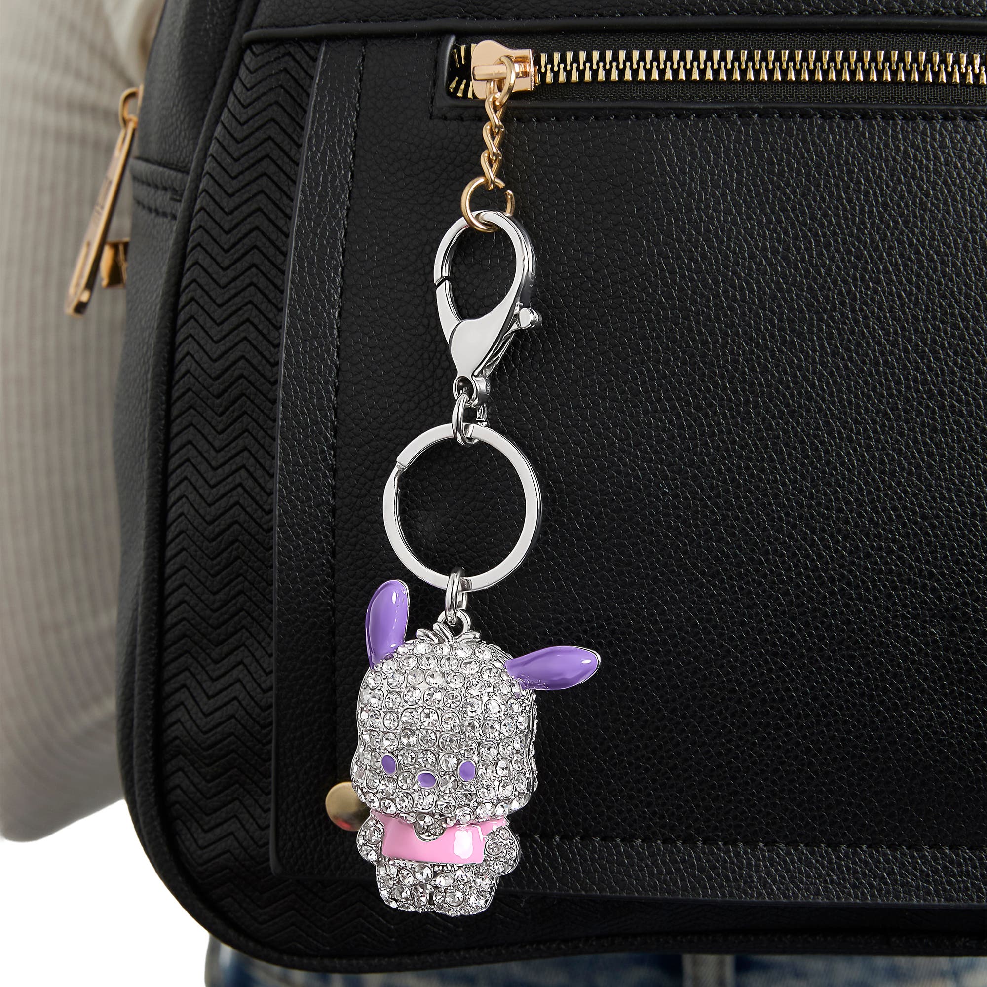 Hello Kitty Pochacco Pavé Keychain Bag Charm, Alternate, color, Clear, Multi