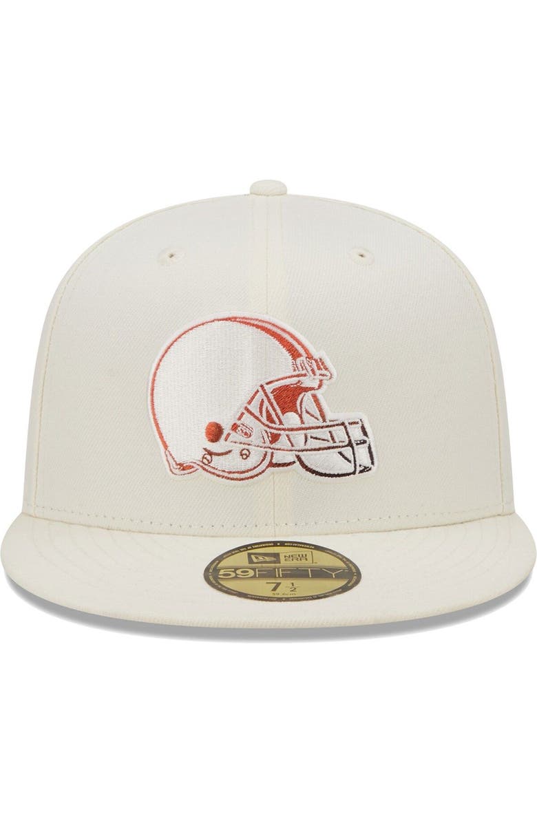 New Era Men's New Era Cream Cleveland Browns Chrome Color Dim 59FIFTY Fitted Hat, Alternate, color, Cream