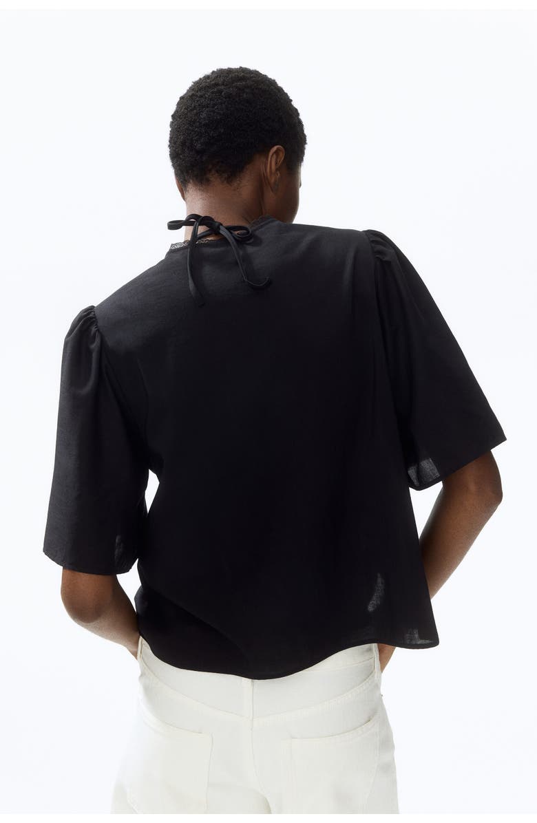 H&M Pintucked Blouse, Alternate, color, Black