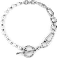UNODE50 Sterling Silver Plated Necklace with Pearls