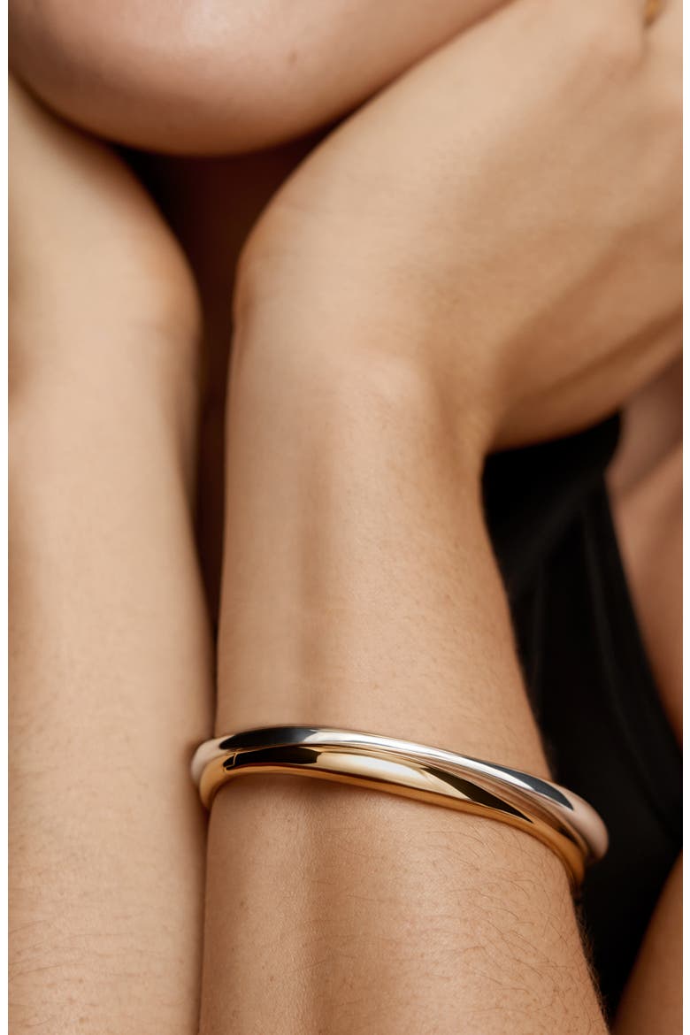 Nura Set of 2 Two-Tone Sterling Silver Bangle Bracelets, Alternate, color, 18K GOLD VERMEIL