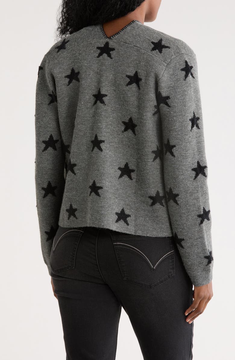 Bobeau Star Cardigan, Alternate, color, Heather Grey/ Black