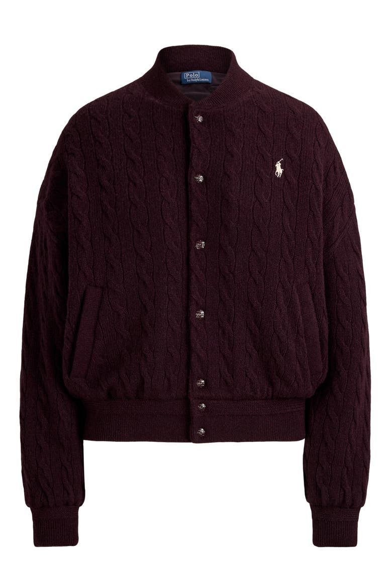 Cable Wool & Cashmere Jacket, Alternate, color, DAMSON MELANGE