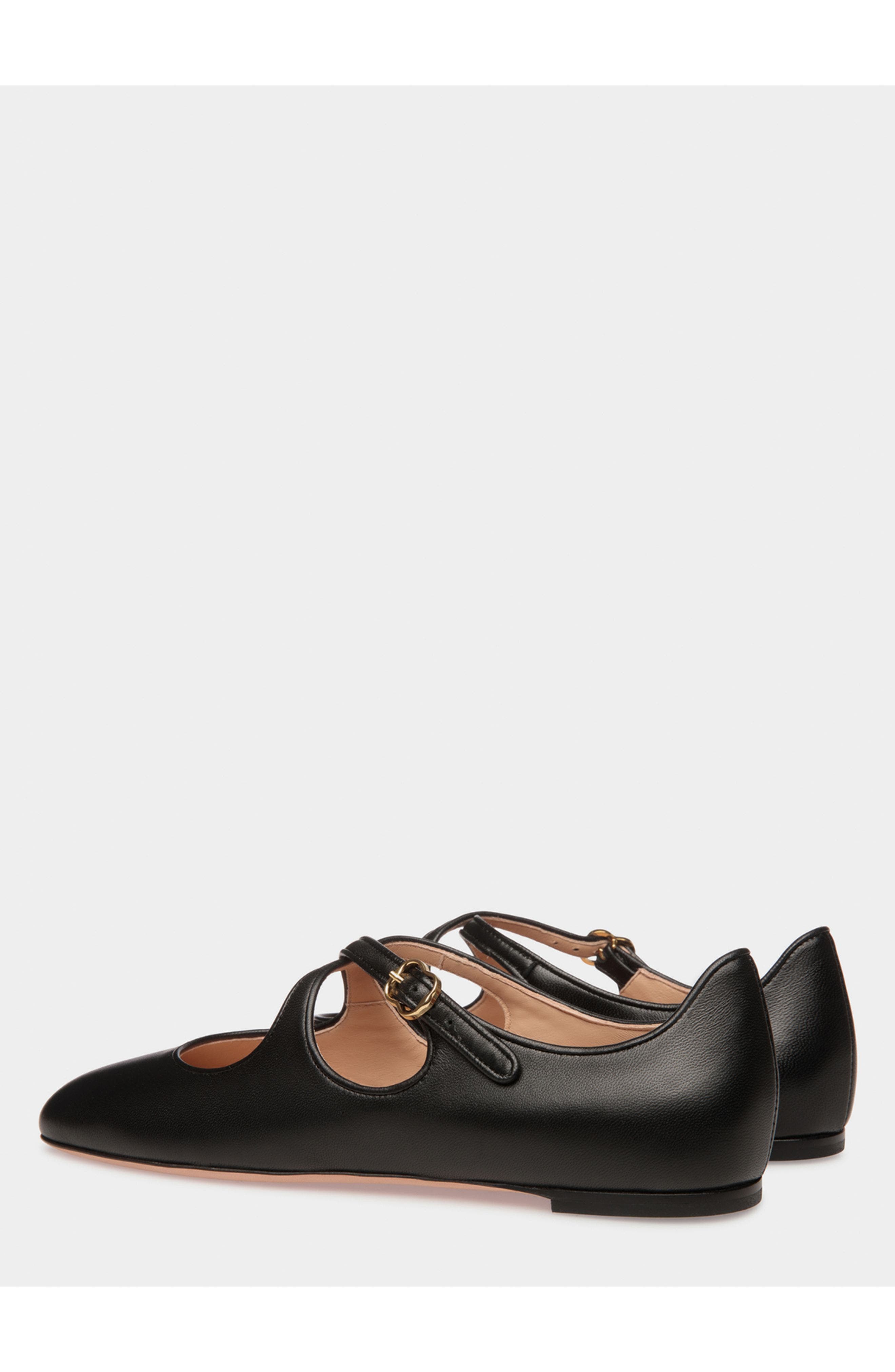 Bally rina Flat In Lamb Nappa Leather Lined with Goat Leather, Alternate, color, Black