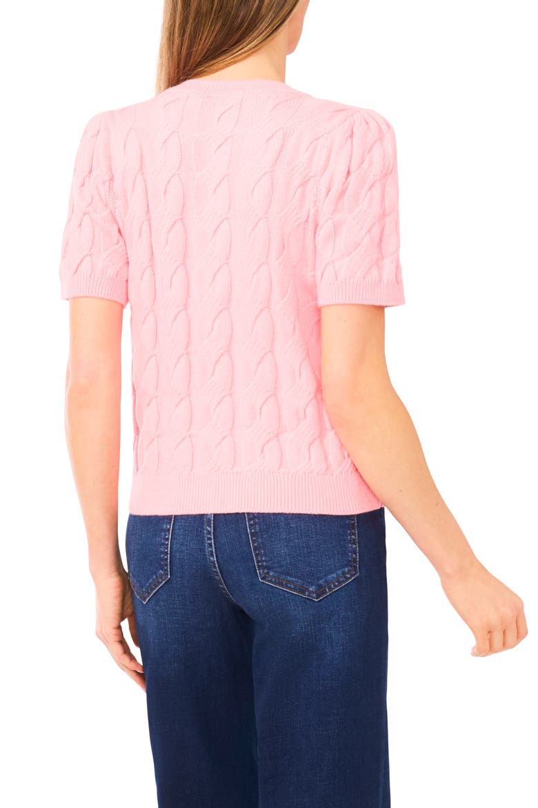 Cotton Blend Cable Knit Sweater, Alternate, color, PRISM PINK