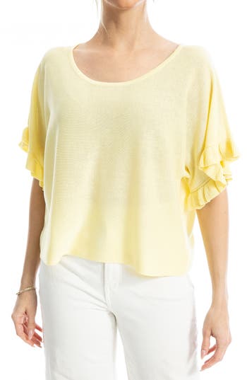 Max Studio Flutter Sleeve Sweater In Gold