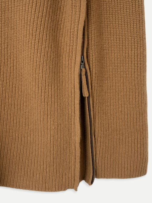 Gobi Mongolian Cashmere Cashmere Sweater With Side Zipper In Almond