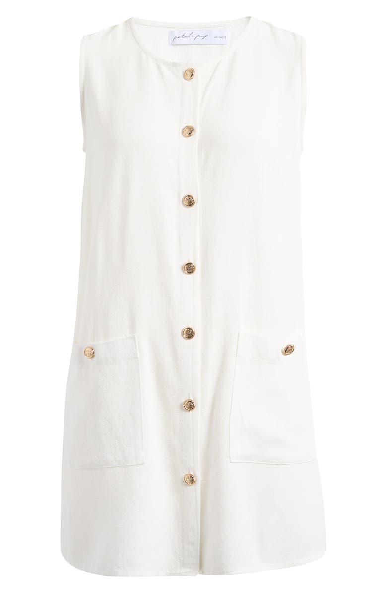 Petal & Pup Velvette Sleeveless Button Front Cotton Shift Dress, Alternate, color, White