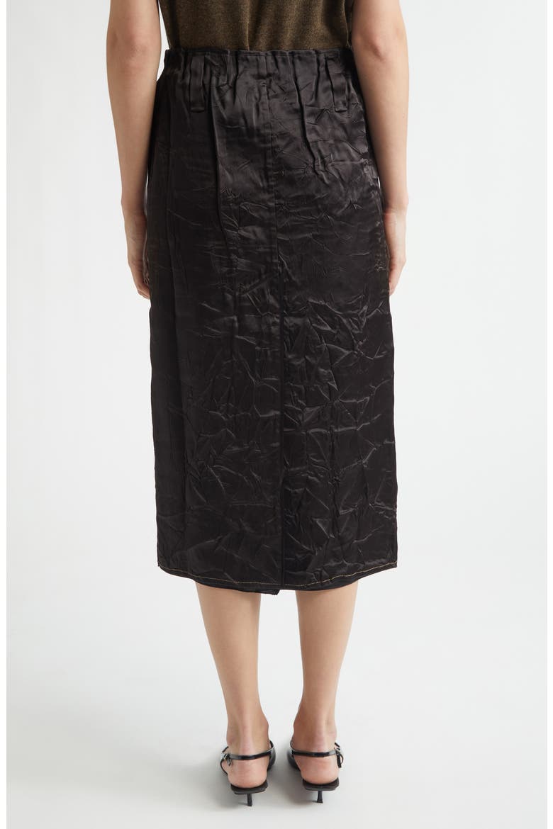 Crayon Crinkled Satin Pencil Skirt, Alternate, color, NOIR
