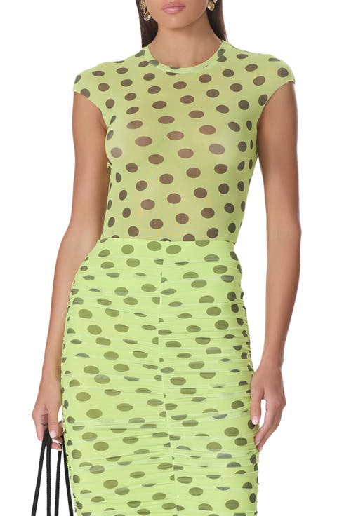 Nina Crewneck Cap Sleeve Mesh Top