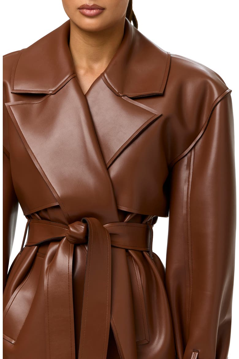 Faux Leather Trench Coat, Alternate, color, TOFFEE