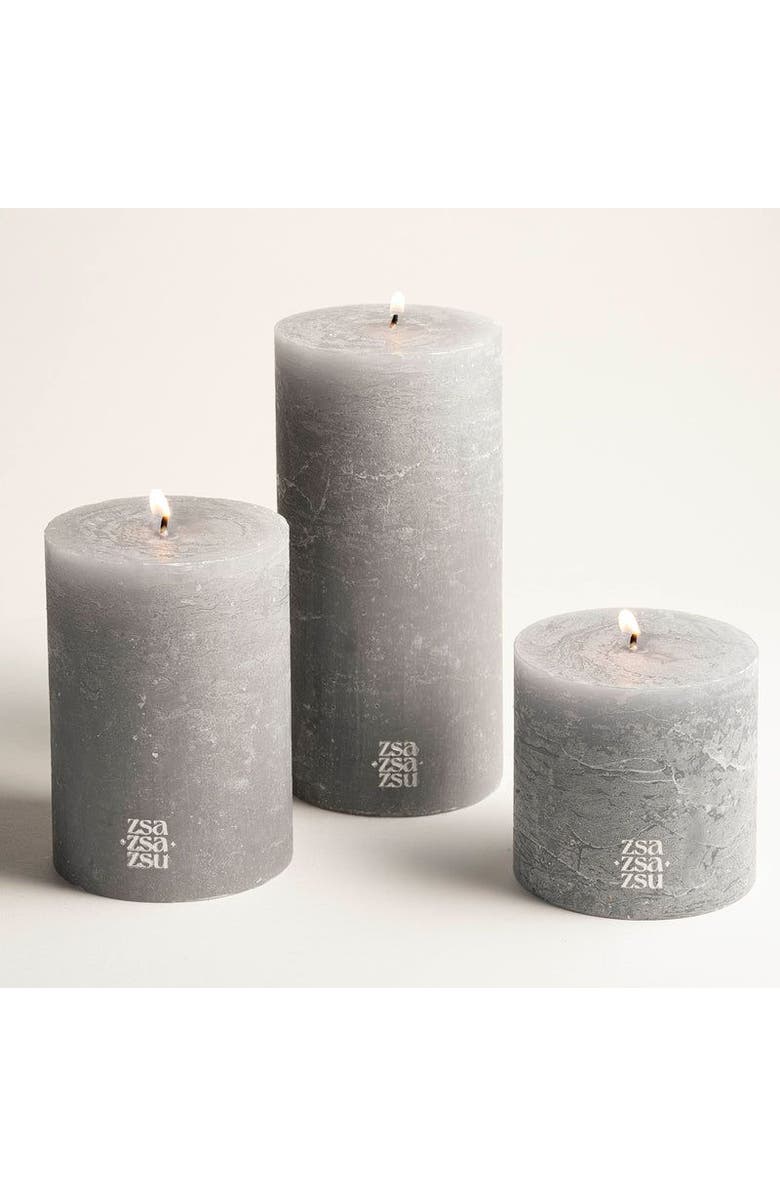 Zsa Zsa Zsu Deurne Pillar Candle 7 In, Main, color, Grey