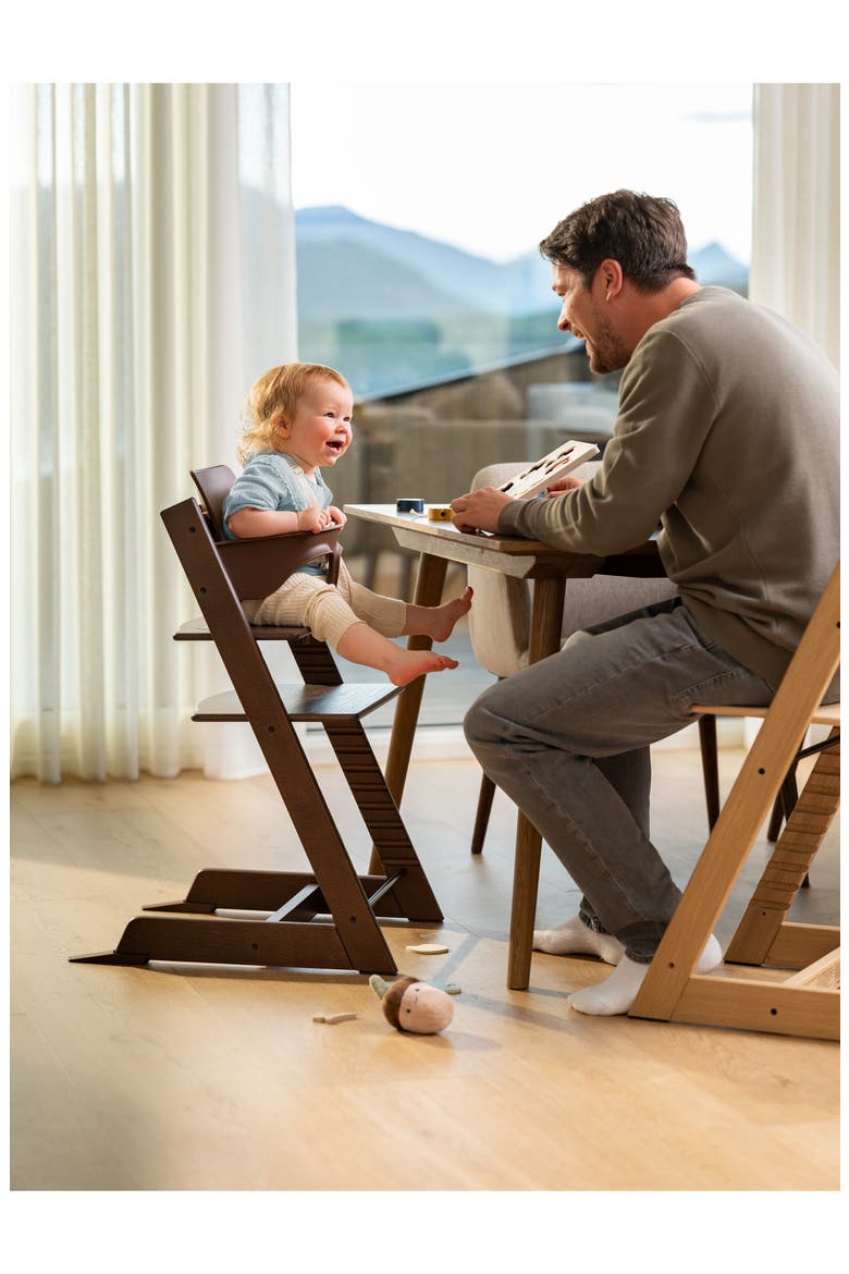 Tripp Trapp® Highchair², Cushion & Stokke® Tray, Alternate, color, OAK WARM BROWN W/ ANTHRACITE