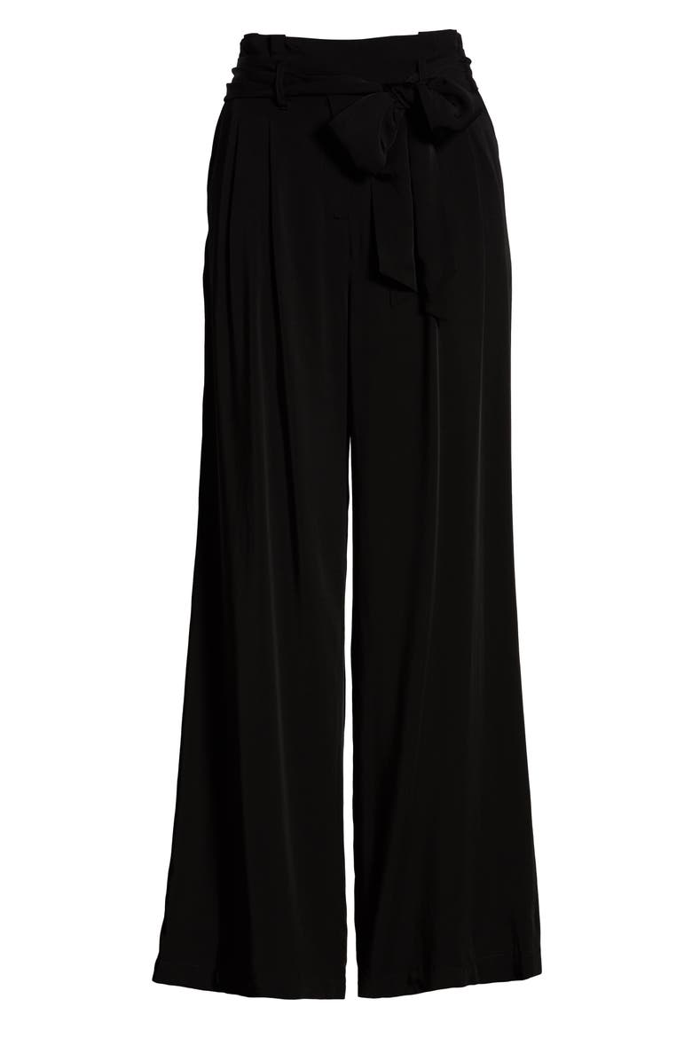 Tie Waist Pants, Alternate, color, BLACK