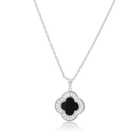 Large Onyx CZ Clover Necklace