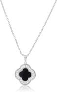 The Lovery Fine Jewelry Large Onyx CZ Clover Necklace
