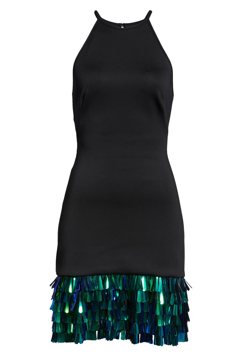 Tiered Sequin Hem Cocktail Dress, Alternate, color, BLACK