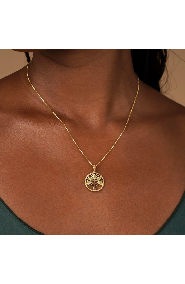 Karma and Luck Jade Tree of Life Gold Pendant Necklace Essence of Growth, Alternate, color, Gold