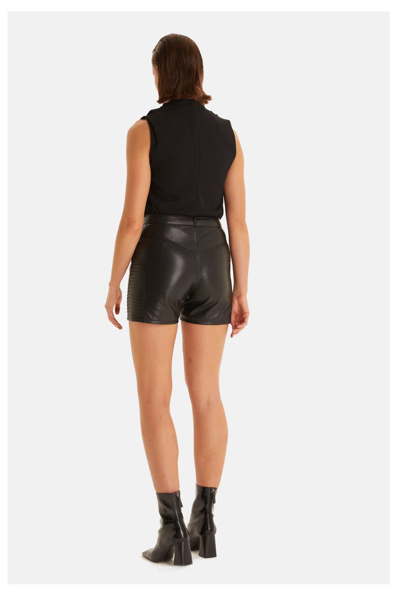 Leather Fashion Short, Alternate, color, Black