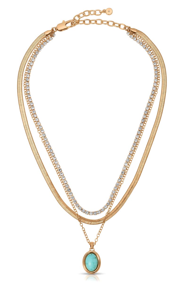 Ettika Crystal Halo Multistrand Necklace, Alternate, color, Turquoise/ Gold