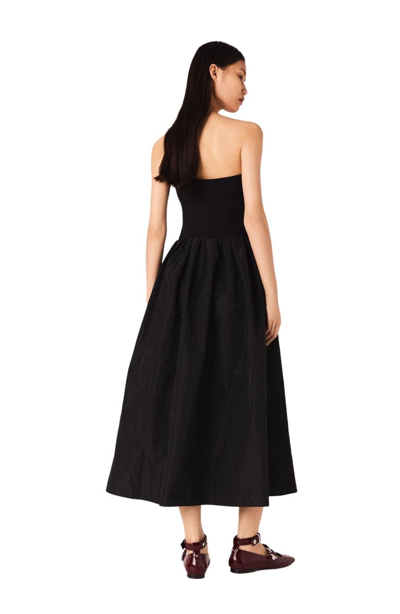 maje Strapless mesh and taffeta dress, Alternate, color, Black