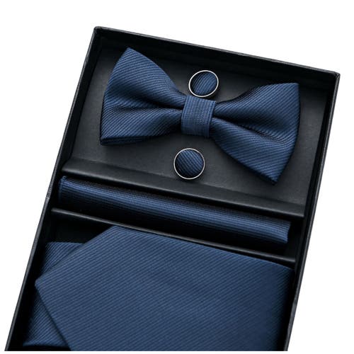 Moustache Four-piece Tie Set In Navy Blue