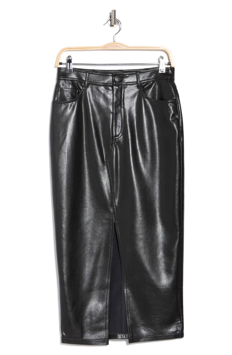 Cinq à Sept Tana Faux Leather Midi Skirt, Alternate, color, Black