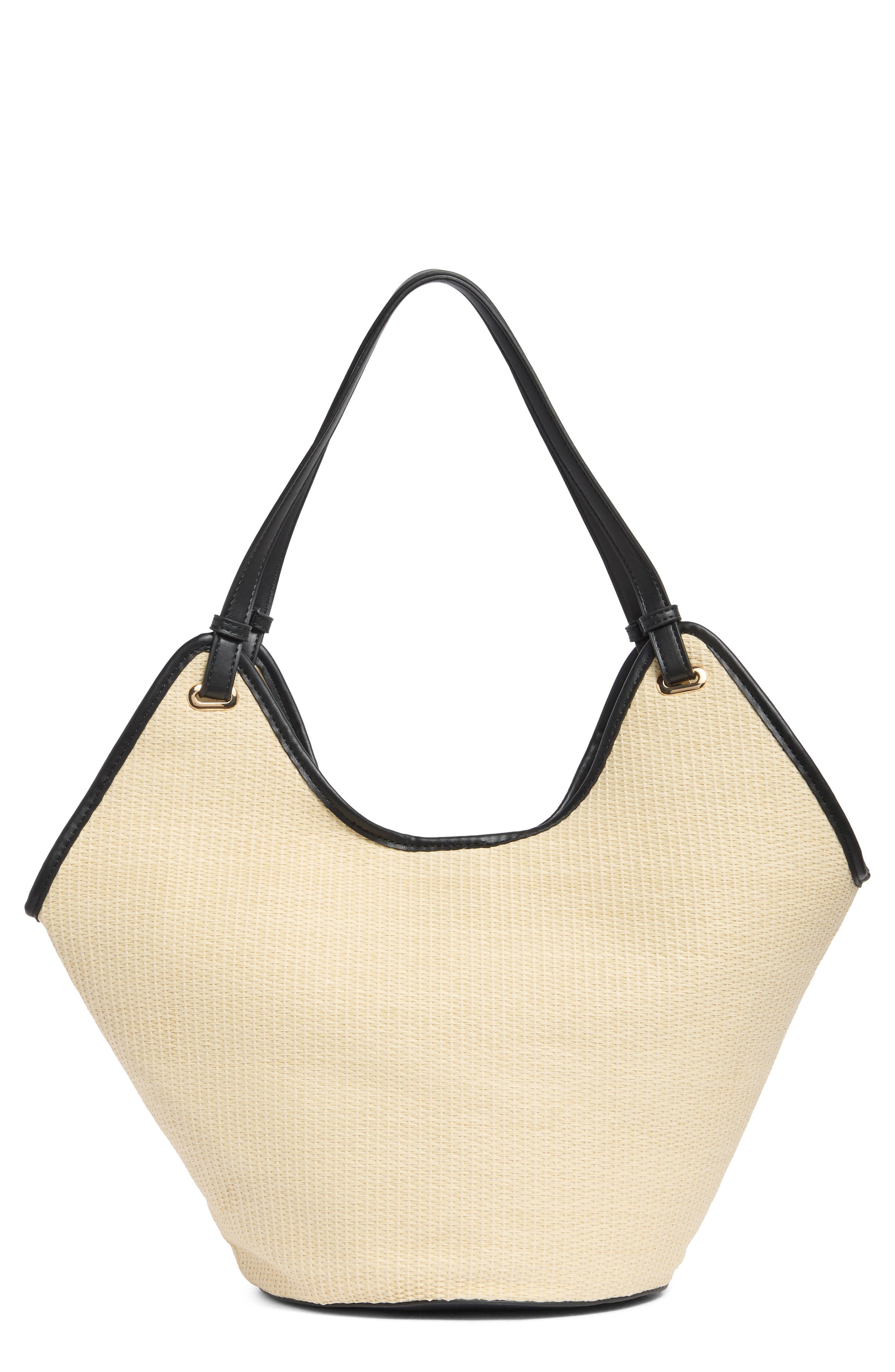 URBAN EXPRESSIONS HANDBAGS Straw Tote Bag, Main, color, Black