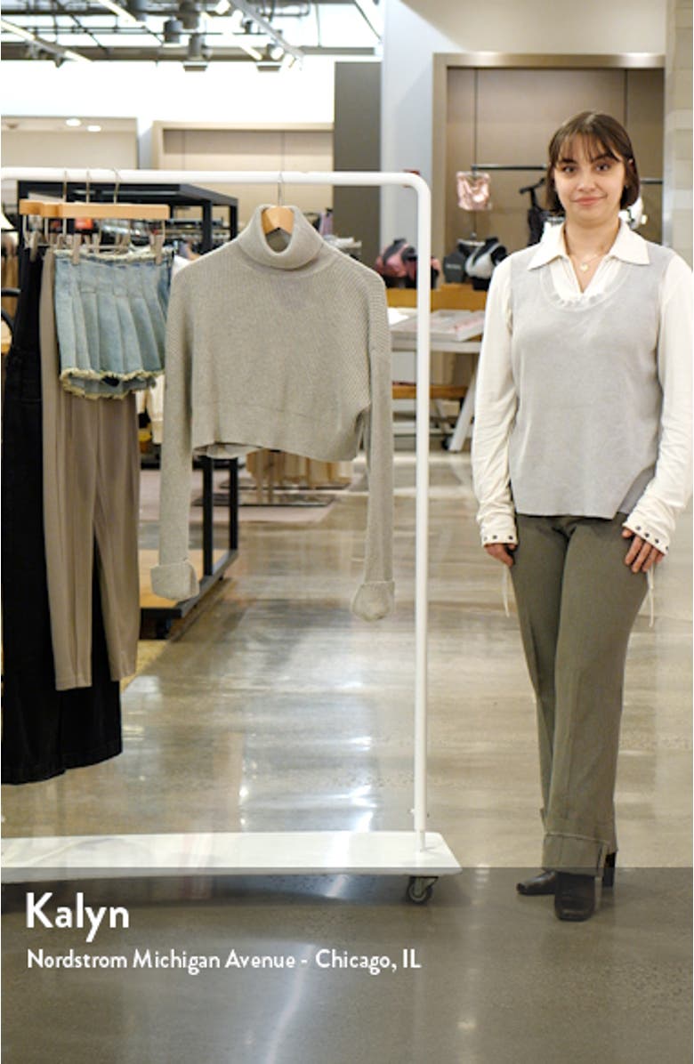 Oversize Turtleneck Cotton Blend Crop Sweater, sales video thumbnail