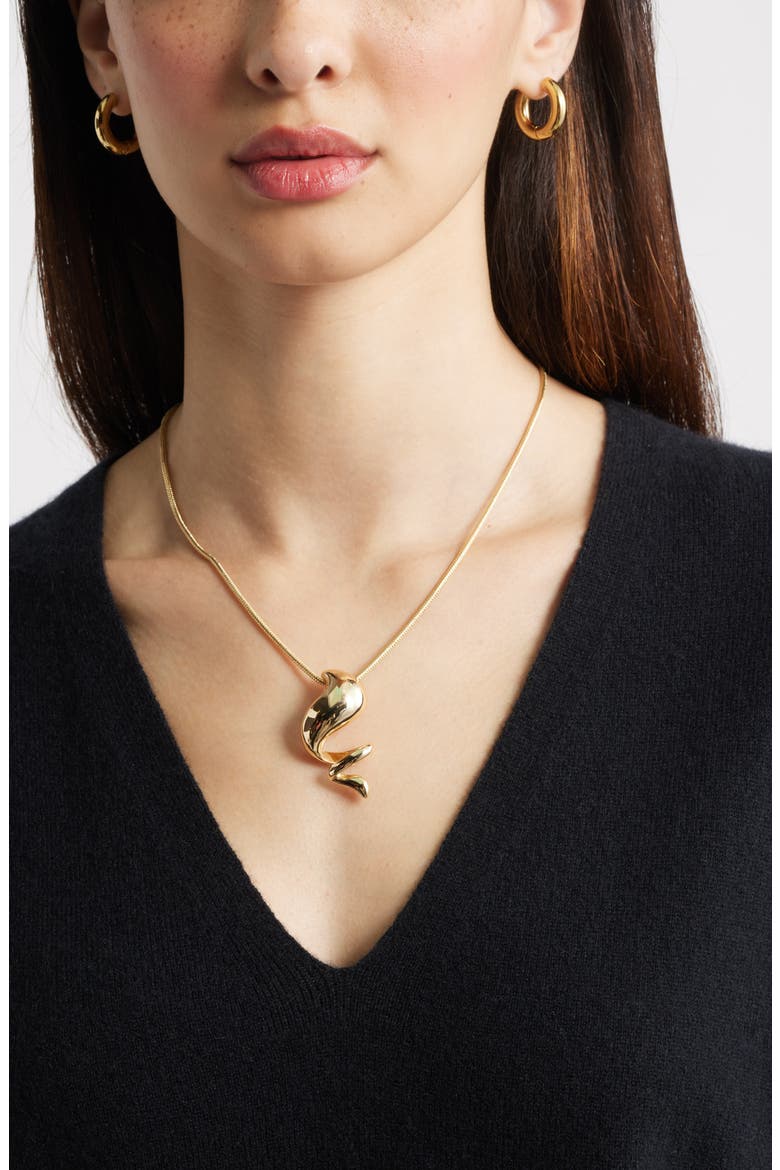 Spiral Pedant Necklace, Alternate, color, GOLD