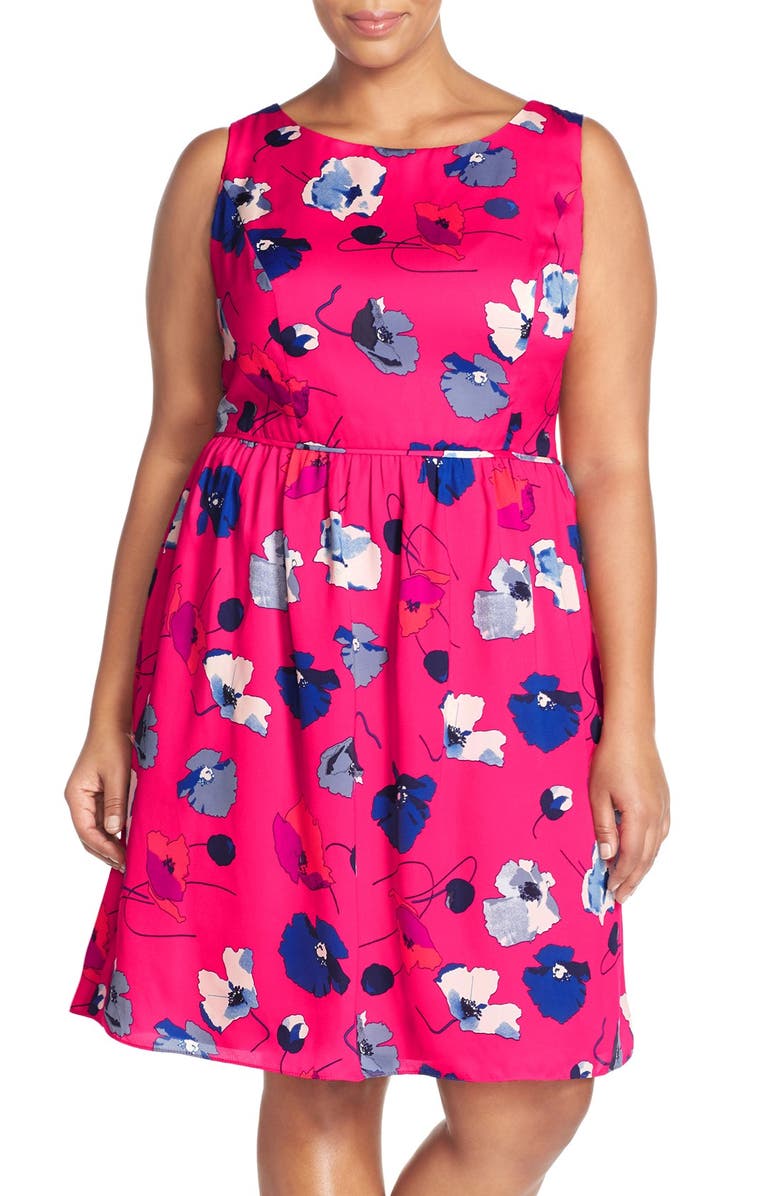Adrianna Papell 'Poppies' Sleeveless Fit & Flare Dress, Main, color, 