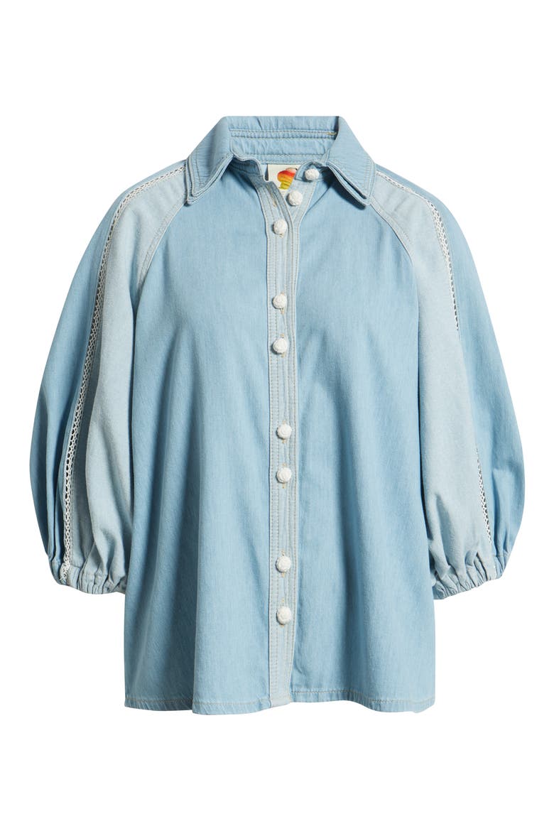 Two-Tone Denim Button-Up Shirt, Alternate, color, DENIM