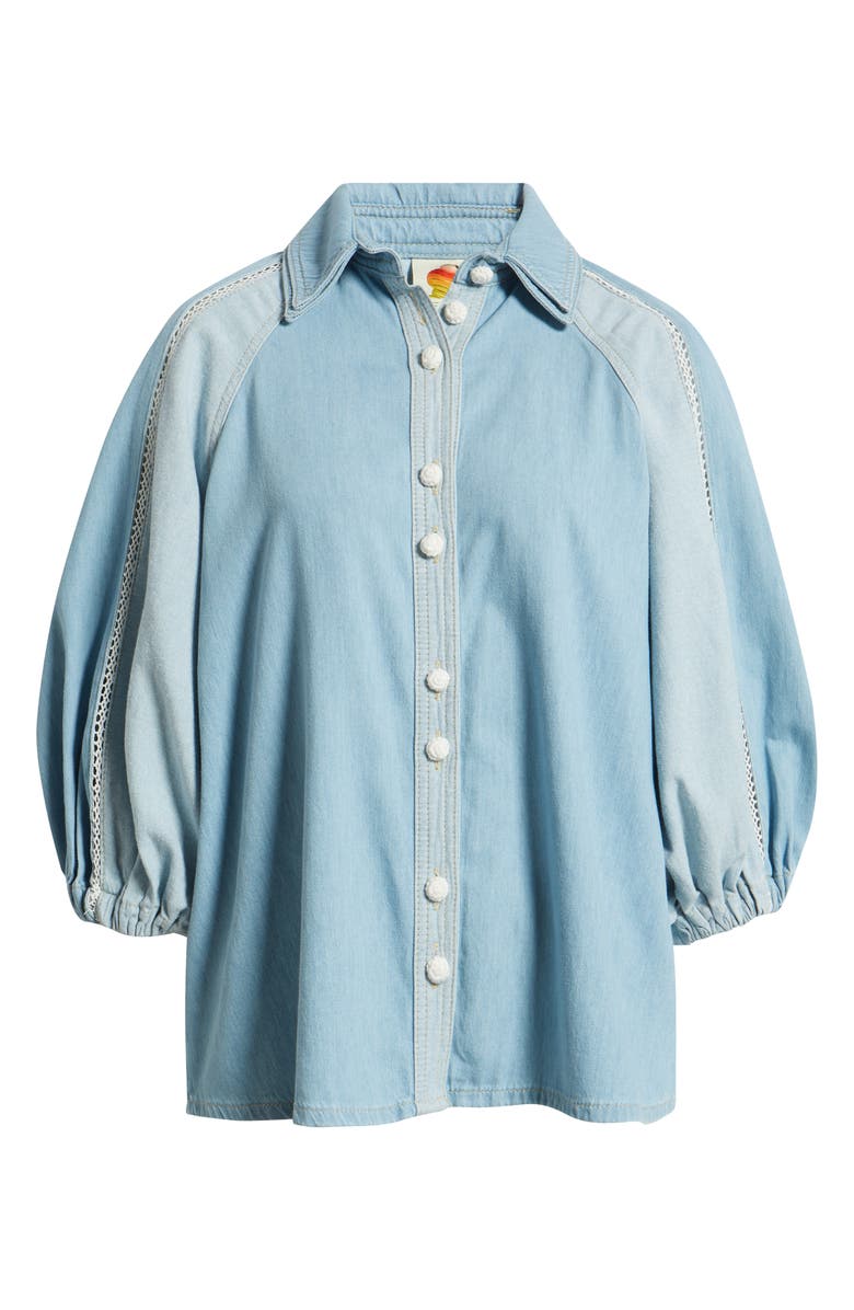 FARM Rio Two-Tone Denim Button-Up Shirt, Alternate, color, Denim