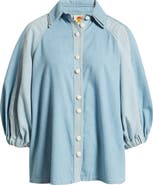 FARM Rio Two-Tone Denim Button-Up Shirt