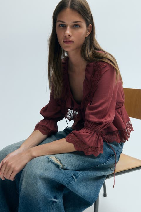 Flounced Peplum Blouse