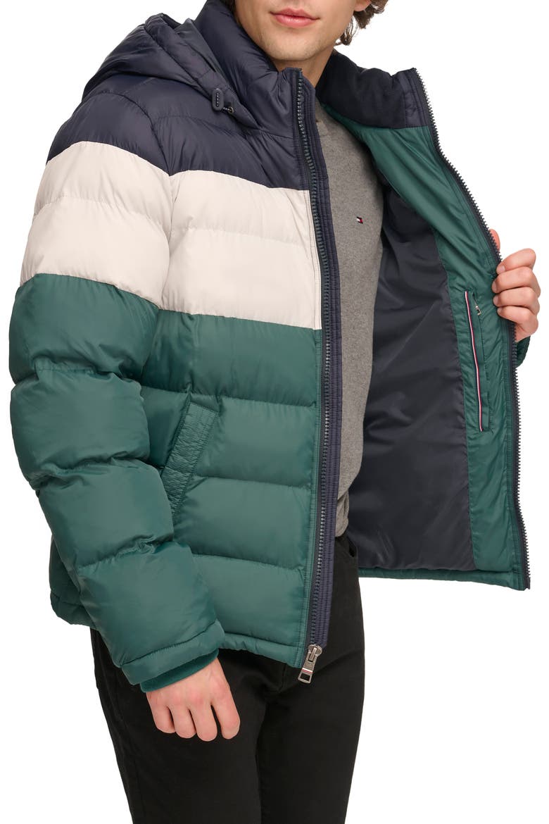 Hooded Puffer Jacket, Alternate, color, GRN COMBO