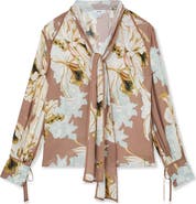 Reiss Maggie Tie Neck Floral Top