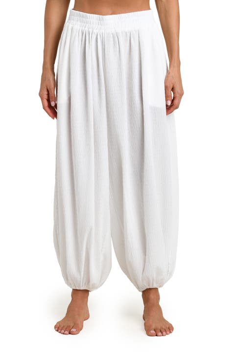 Puckered Up Crochet Detail Cover-Up Balloon Pants