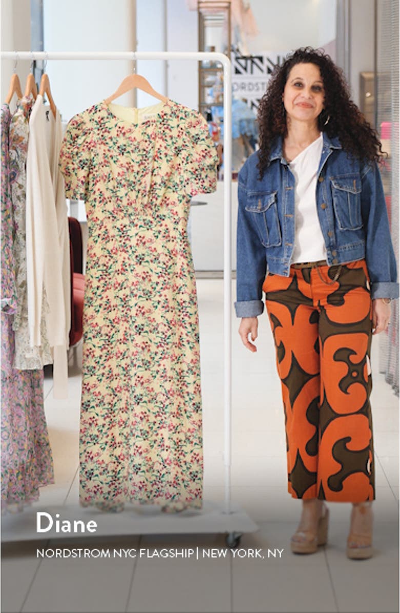 Bianca Puff Sleeve Silk Midi Dress, sales video thumbnail