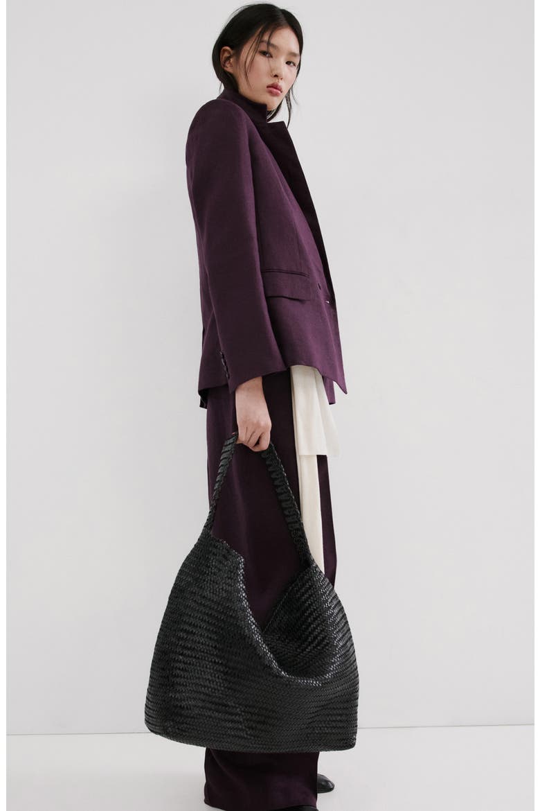 Double Breasted Linen Blazer, Alternate, color, PURPLE