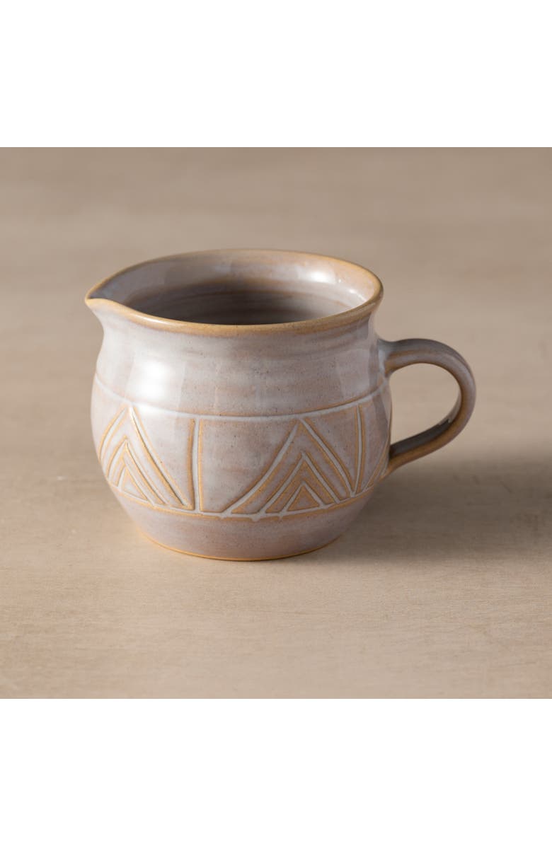 Ten Thousand Villages Mountain Peaks Ceramic Cream and Sugar Set, Alternate, color, White