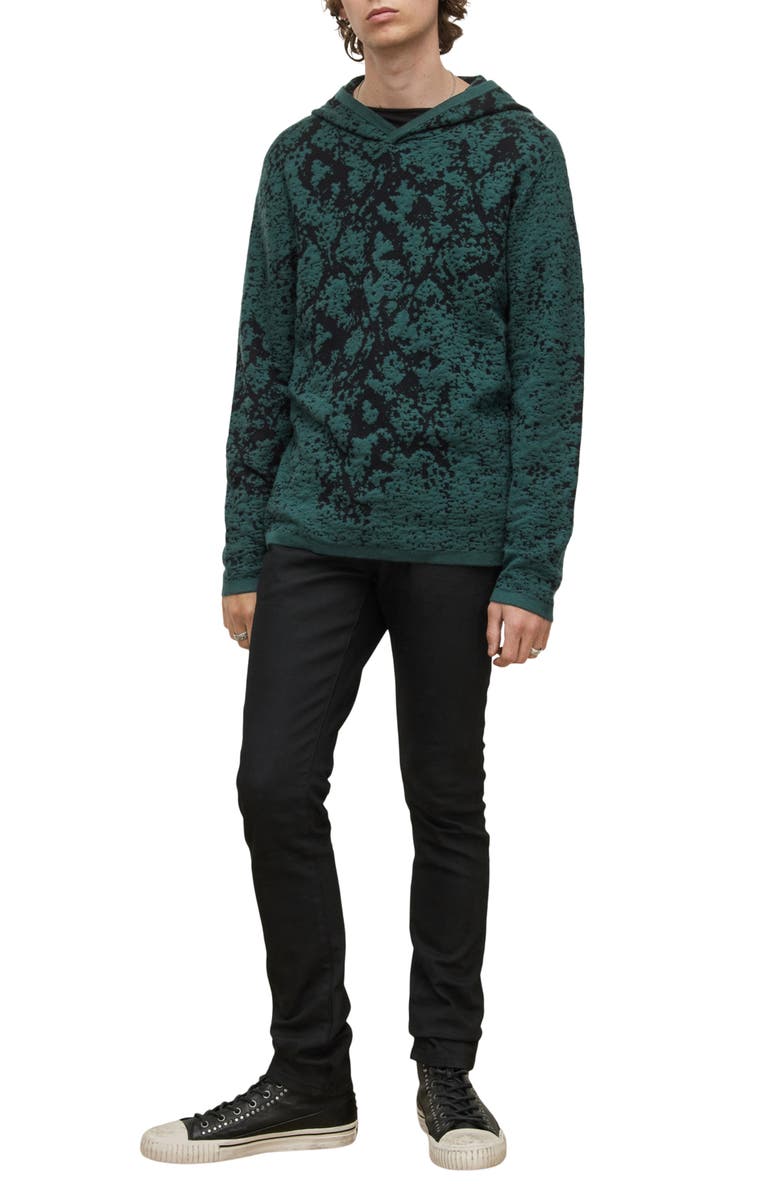 John Varvatos Ludham Dissapearing Python Jacquard Hooded Sweater, Alternate, color, 