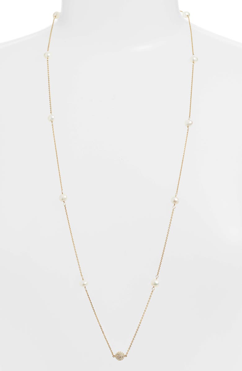 Nordstrom Single Strand Pavé & Pearl Necklace, Main, color, 