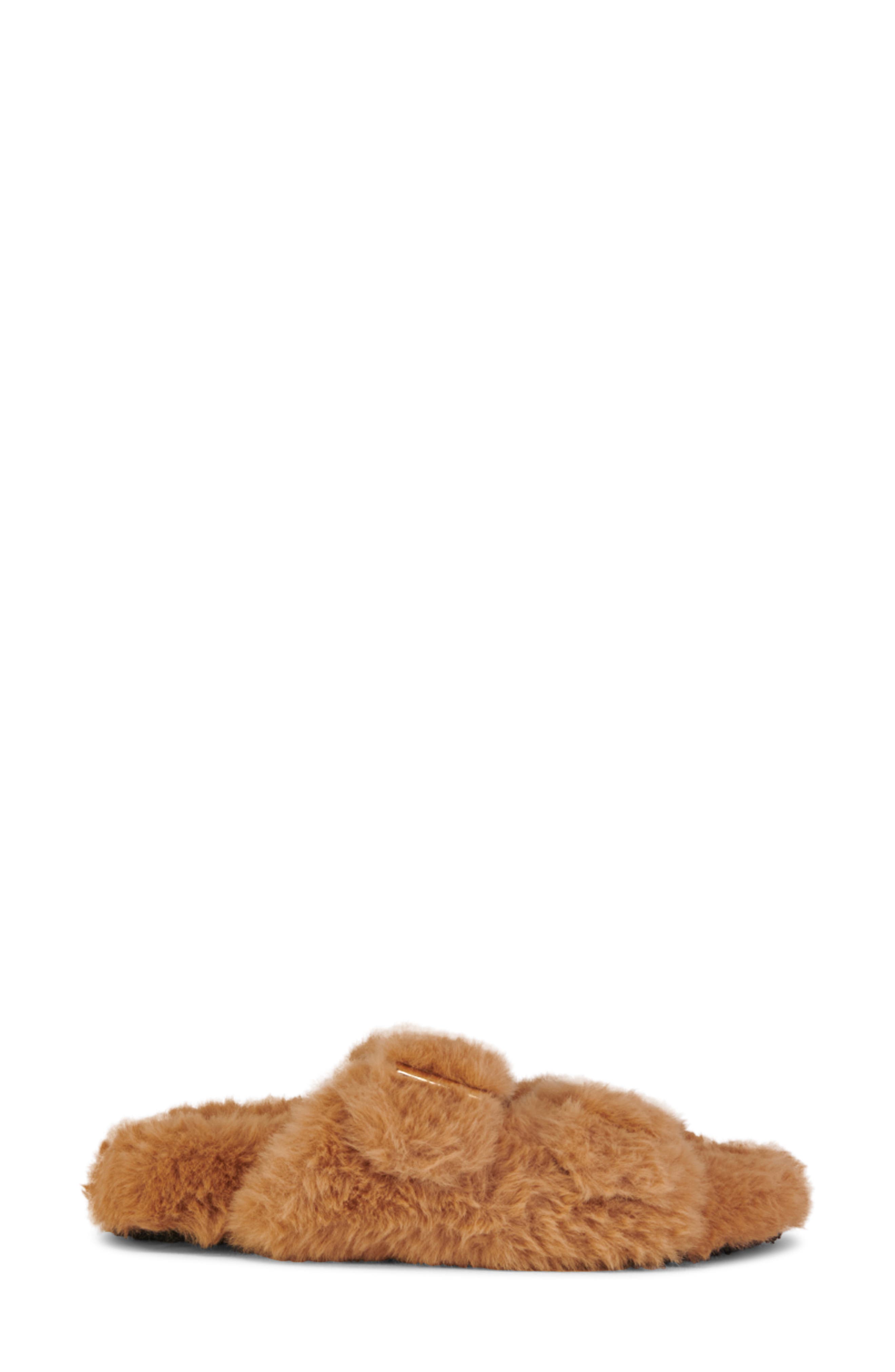 AZALEA WANG Loving Faux Fur Slipper, Alternate, color, Tan
