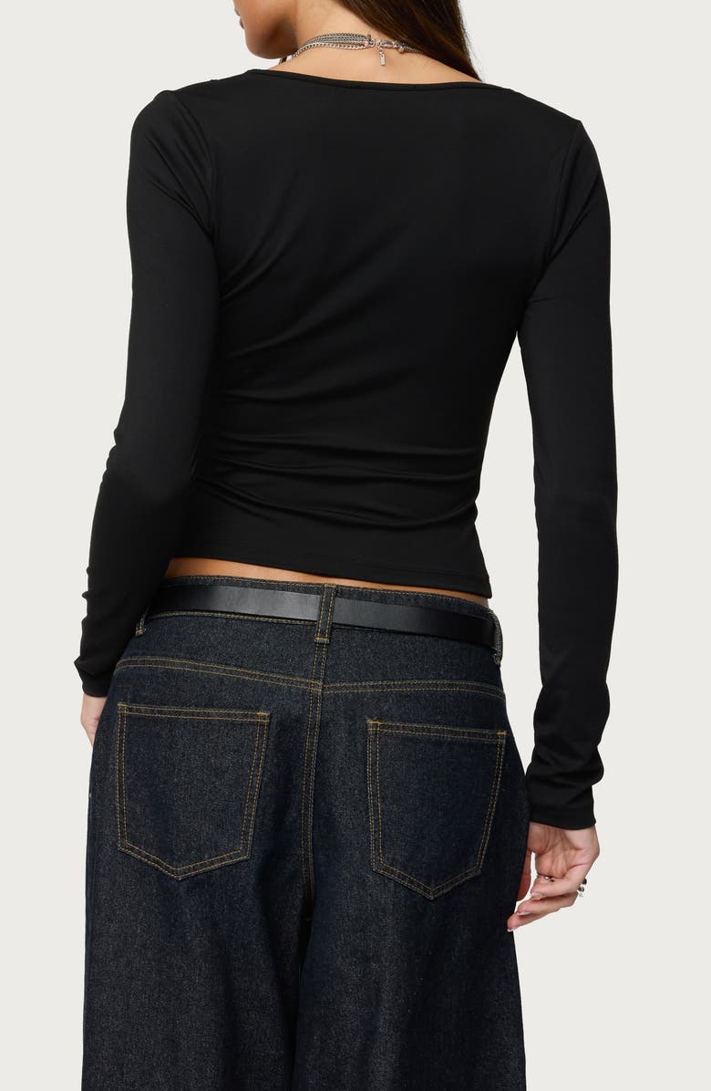 EDIKTED Zeya Cutout Sheer Lace Trim Top, Alternate, color,