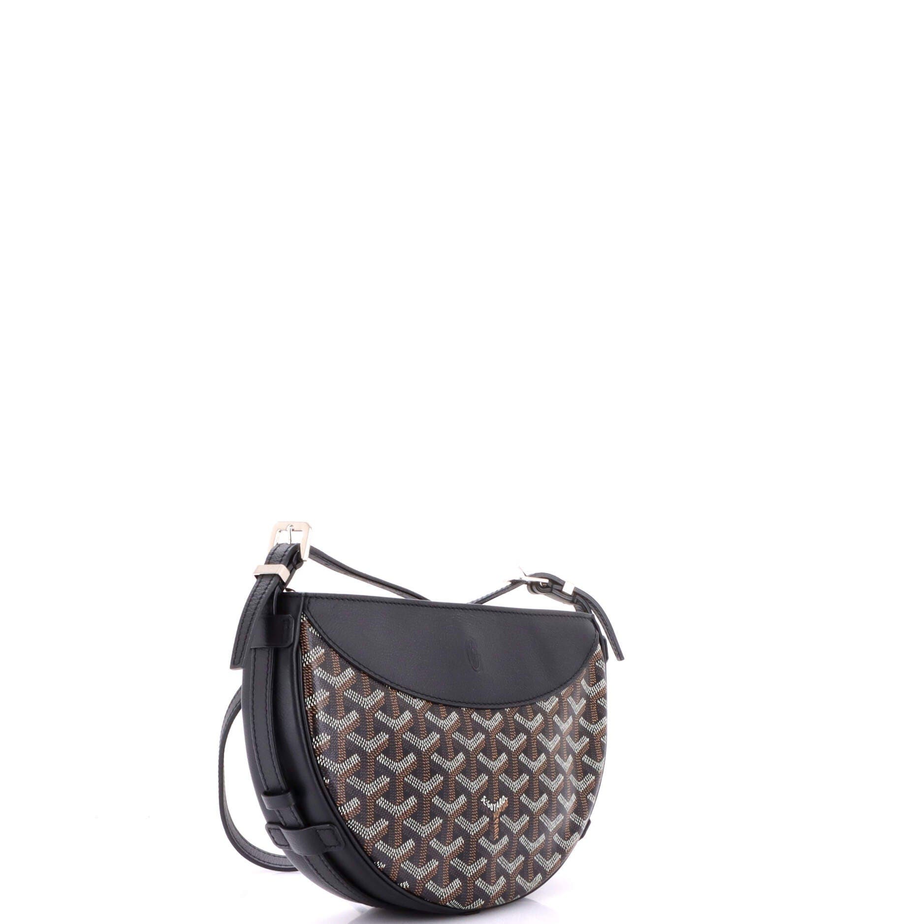 Hirondelle Shoulder Bag Coated Canvas and Leather, Alternate, color, Black